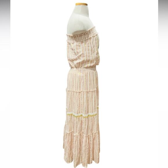 Venus Maxi Dress Multicolor Metallic Striped Embroidered Strapless Size L NWOT - Picture 7 of 10